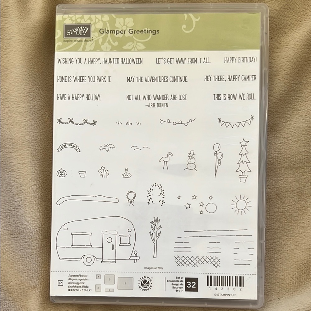 Stampin' Up! Glamper Greetings Stamp Set - Black